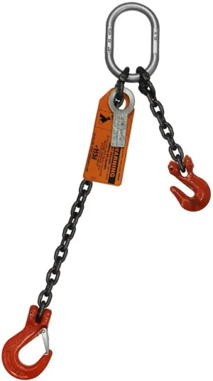9/32" x 3' Adjustable Type-B One Leg Chain Sling | 4,300 Lbs. WLL | Sling Hook-to-Grab Hook | Grade 100 Alloy | 1/2" Master Link | for Tough Conditions | Hanes Supply (HSI)