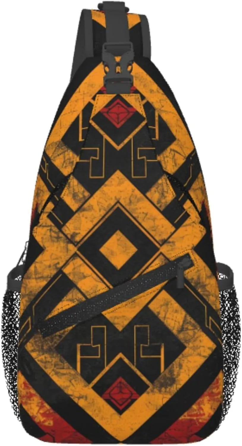 Abstract Endless Pattern Mathematical Sling Backpack Crossbody Bag, Chest Bag Daypack Fanny Pack Cross Body Bag for Outdoors Hiking Traveling