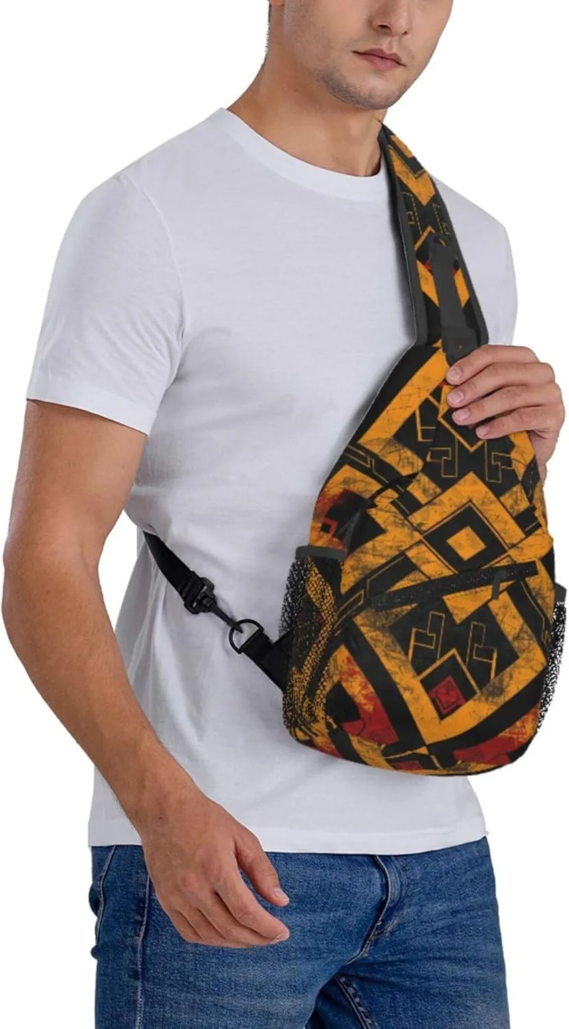 Abstract Endless Pattern Mathematical Sling Backpack Crossbody Bag, Chest Bag Daypack Fanny Pack Cross Body Bag for Outdoors Hiking Traveling