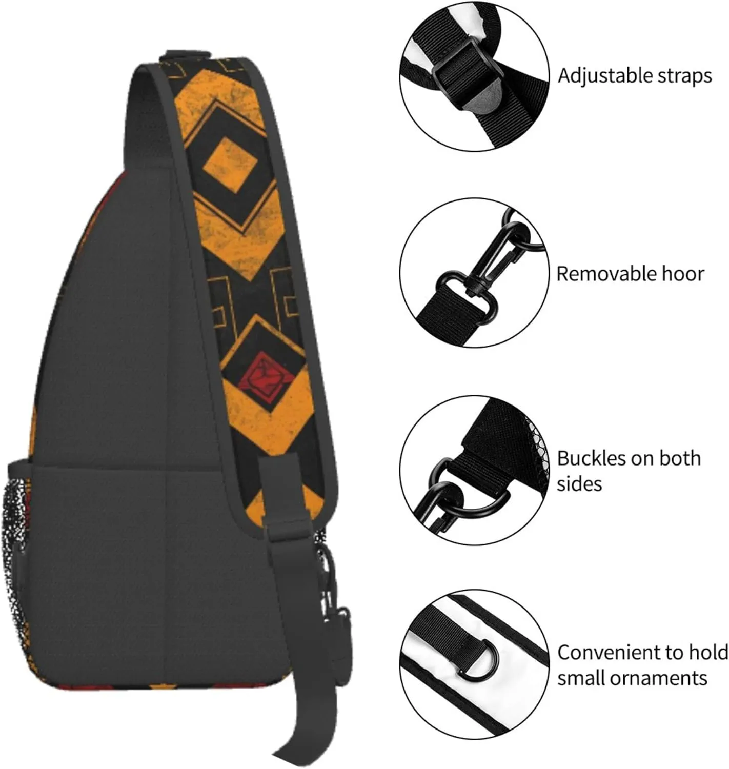Abstract Endless Pattern Mathematical Sling Backpack Crossbody Bag, Chest Bag Daypack Fanny Pack Cross Body Bag for Outdoors Hiking Traveling