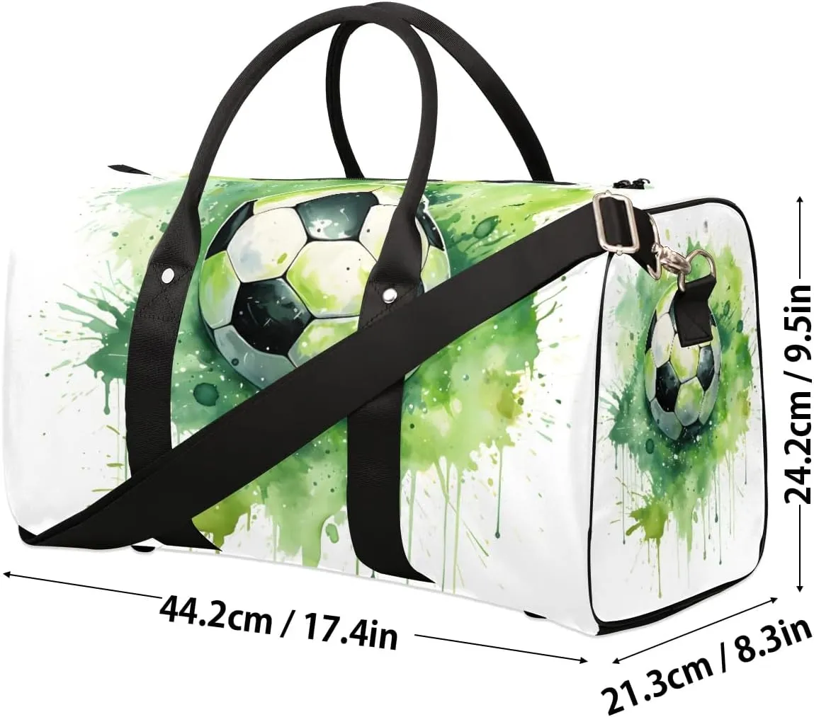 Abstract Soccer Travel Duffel Bag for Women Men Waterproof Foldable Overnight Weekender Bag Large Capacity Sports Gym Bag