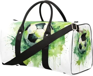 Abstract Soccer Travel Duffel Bag for Women Men Waterproof Foldable Overnight Weekender Bag Large Capacity Sports Gym Bag