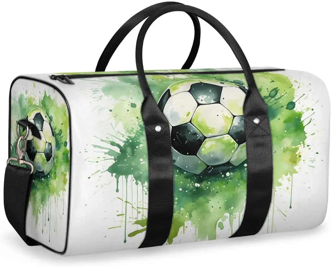 Abstract Soccer Travel Duffel Bag for Women Men Waterproof Foldable Overnight Weekender Bag Large Capacity Sports Gym Bag