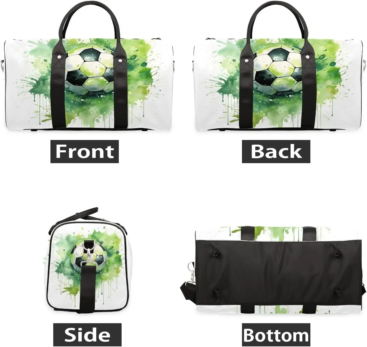 Abstract Soccer Travel Duffel Bag for Women Men Waterproof Foldable Overnight Weekender Bag Large Capacity Sports Gym Bag