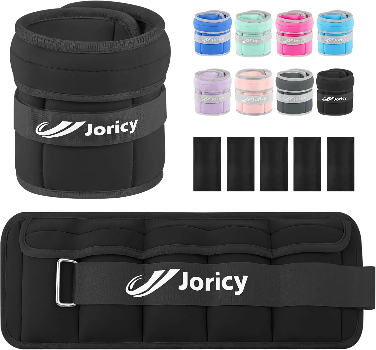Adjustable Ankle Weights for Women Men Kids 1/2/3/4/5/6/8/10/12/20 LBS 1 Pair Wrist Leg Arm Weights with Removable Weight Strength Training Weight for Walking Running Fitness Physical Therapy