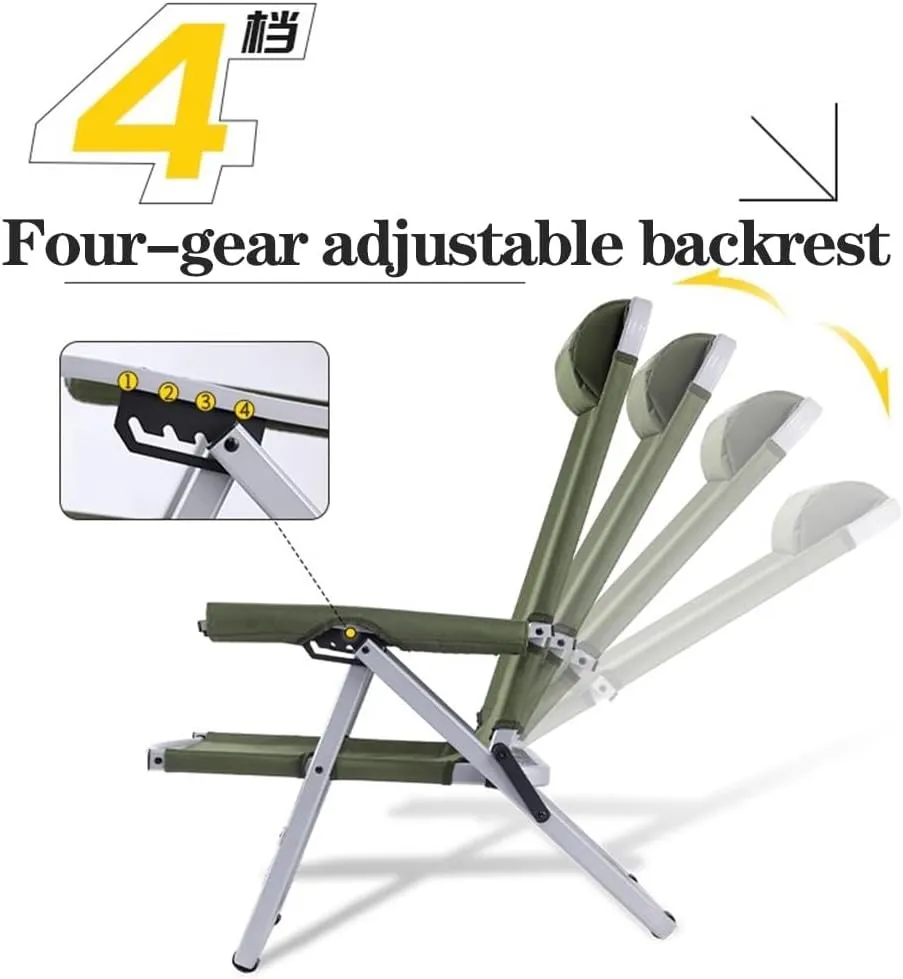 Adjustable Camping Chairs for Adults,Foldable High Back Chair,Portable Outside,Reclining Outdoor Chair Dining Picnic(Khaki) (Khaki)