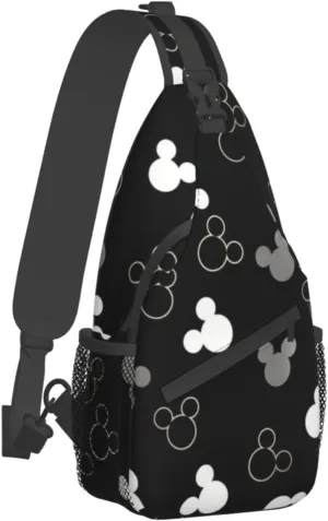 Adult Sling Bag Unisex Chest Bags Crossbody Backpack Sling Bags Casual Daypacks Shoulder Bag for Women Men Cycling Hiking Travel (black)
