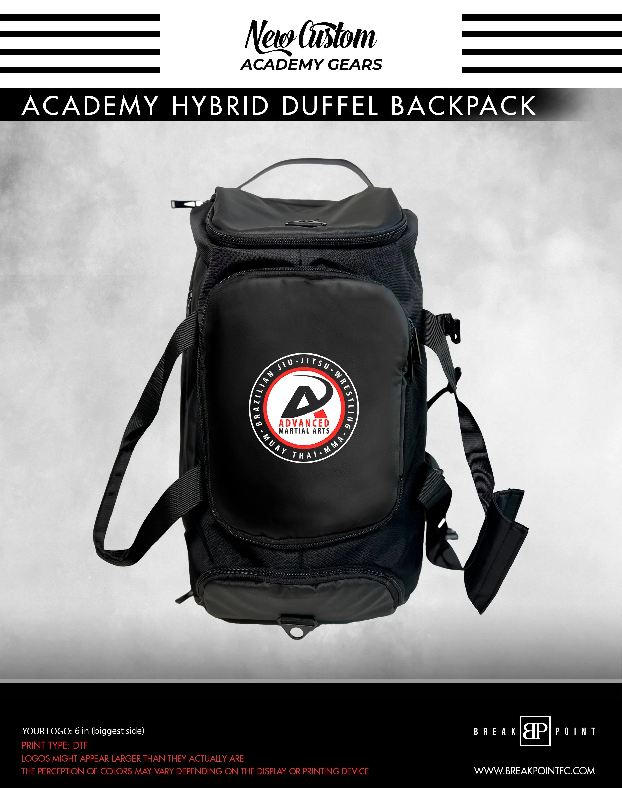 Advanced BJJ Academy Hybrid Duffel Backpack #860