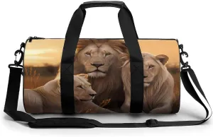 Africa Lions Family Travel Duffel Bag Gym Bags Sports Tote Shoulder Weekender Handbag for Men Women
