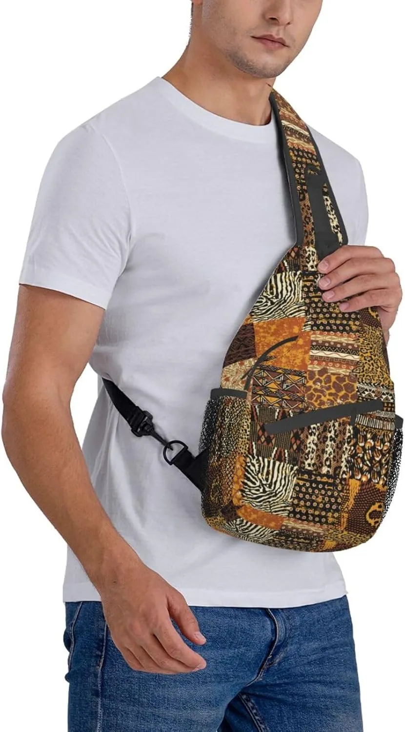 African Crossbody Bag African Art Shoulder Bag Backpack Africa Sling Bag Chest Casual Daypack for Outdoor