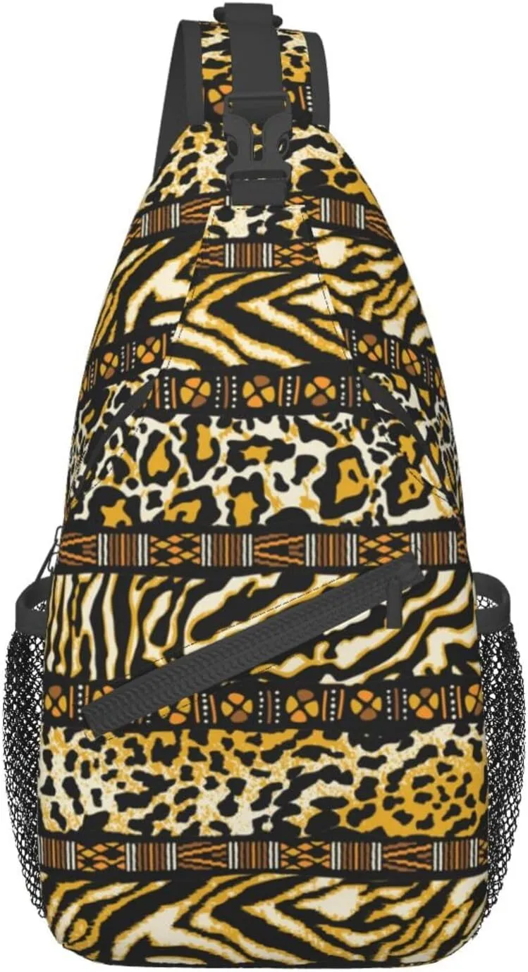 African Crossbody Bag African Art Shoulder Bag Backpack Africa Sling Bag Chest Casual Daypack for Outdoor