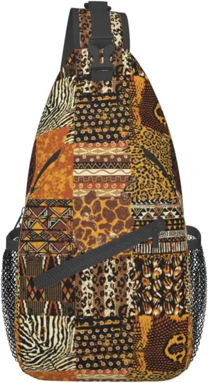 African Crossbody Bag African Art Shoulder Bag Backpack Africa Sling Bag Chest Casual Daypack for Outdoor