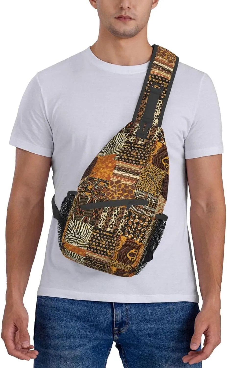 African Crossbody Bag African Art Shoulder Bag Backpack Africa Sling Bag Chest Casual Daypack for Outdoor