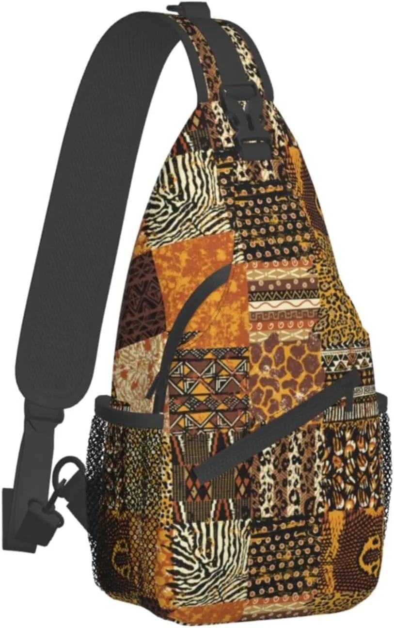 African Crossbody Bag African Art Shoulder Bag Backpack Africa Sling Bag Chest Casual Daypack for Outdoor