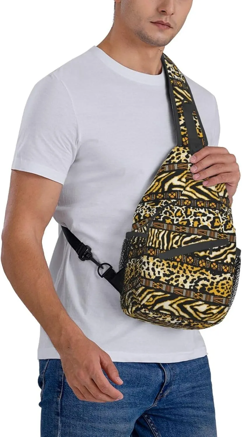 African Crossbody Bag African Art Shoulder Bag Backpack Africa Sling Bag Chest Casual Daypack for Outdoor