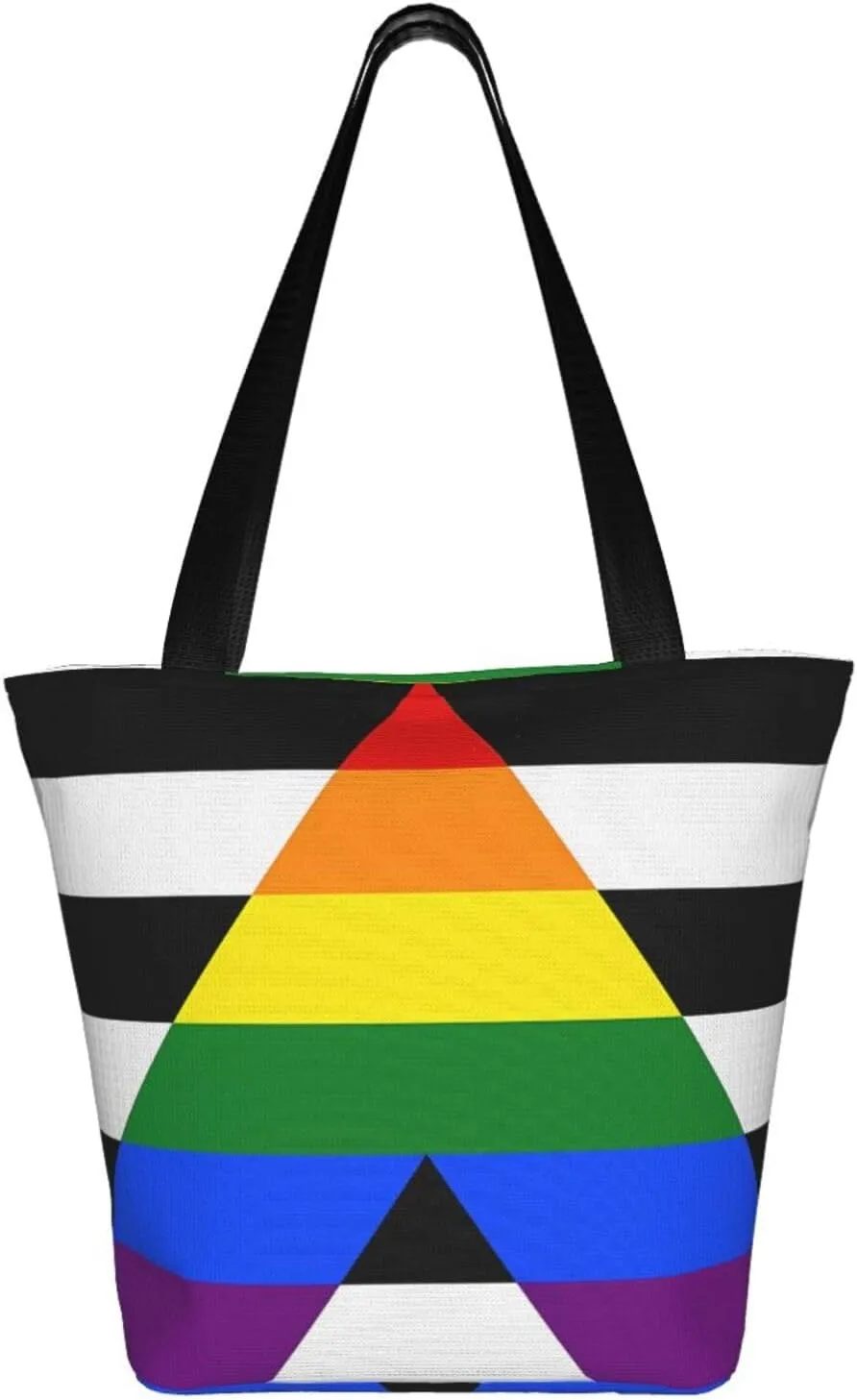 Agender flag Women's Tote Bag Lightweight Shopping Handbag Travel Shoulder Bag With Zipper