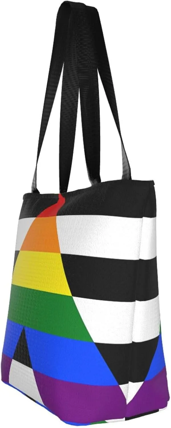 Agender flag Women's Tote Bag Lightweight Shopping Handbag Travel Shoulder Bag With Zipper
