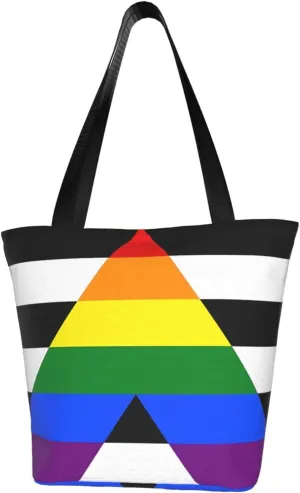 Agender flag Women's Tote Bag Lightweight Shopping Handbag Travel Shoulder Bag With Zipper