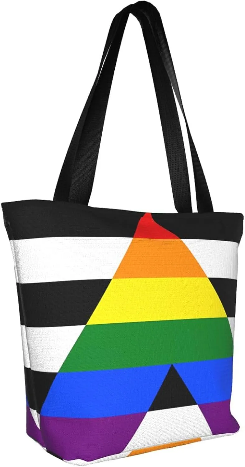 Agender flag Women's Tote Bag Lightweight Shopping Handbag Travel Shoulder Bag With Zipper