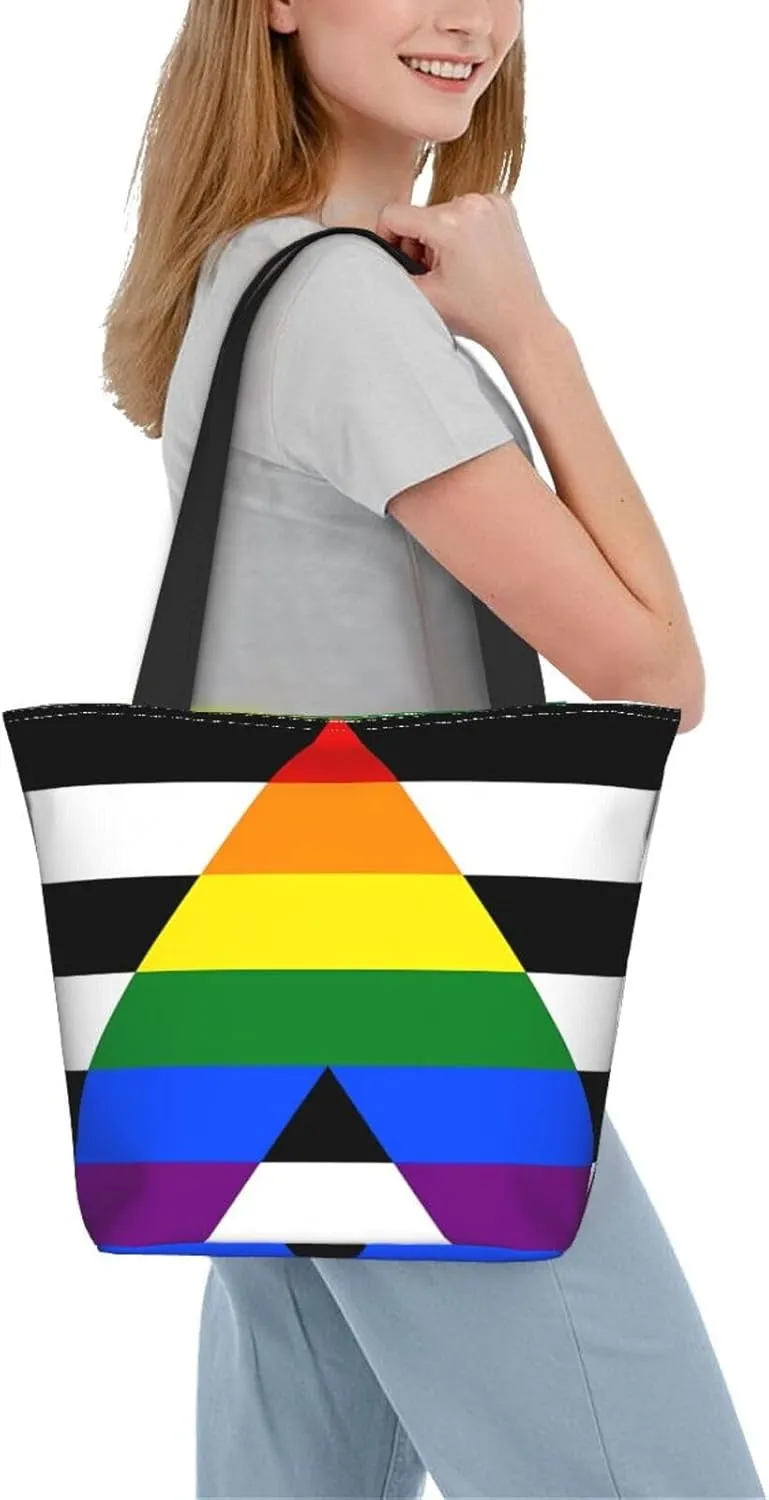 Agender flag Women's Tote Bag Lightweight Shopping Handbag Travel Shoulder Bag With Zipper