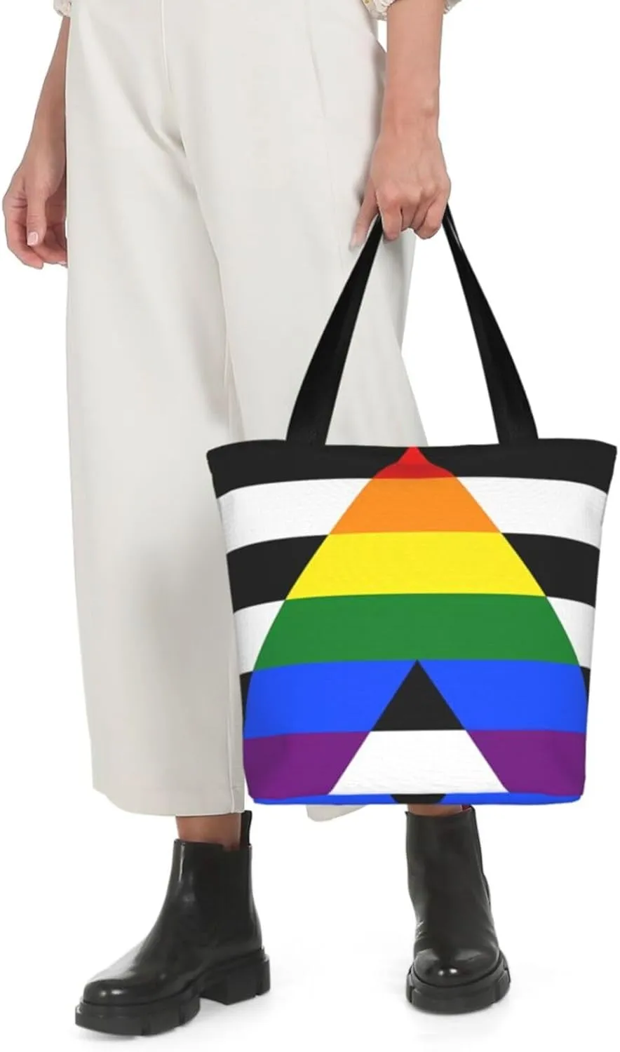 Agender flag Women's Tote Bag Lightweight Shopping Handbag Travel Shoulder Bag With Zipper