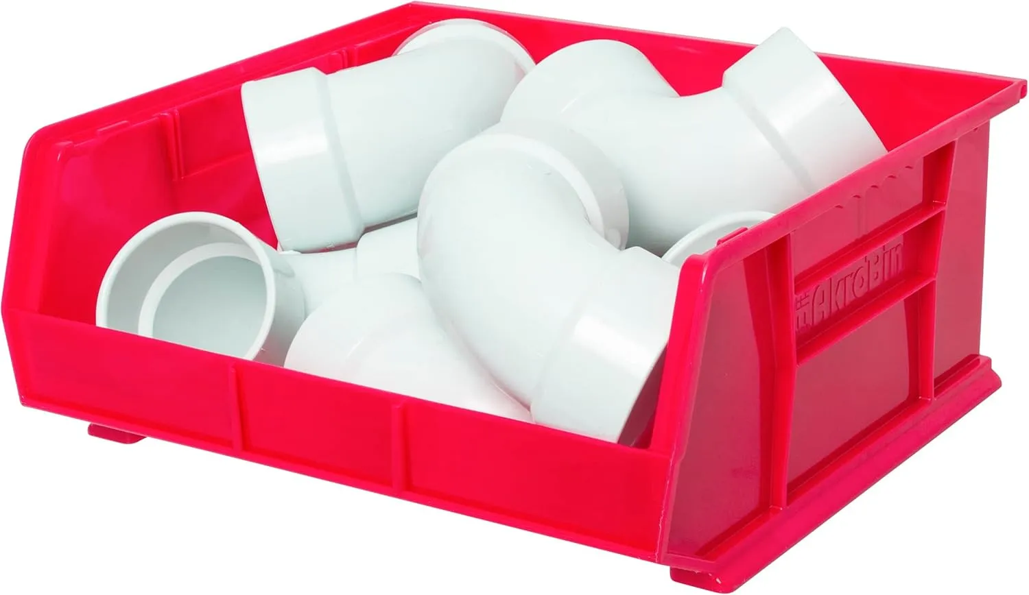 Akro-Mils 30250 AkroBins Plastic Storage Bins, Space-Saving Stackable Bins for Garage, Pantry, Craft Organization, 15-Inch x 16-Inch x 7-Inch, Red, 6-Pack