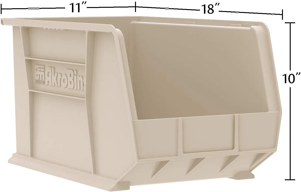 Akro-Mils 30260 AkroBins Plastic Storage Bin Hanging Stacking Containers, (18-Inch x 11-Inch x 10-Inch), Red, (6-Pack) (30260RED)