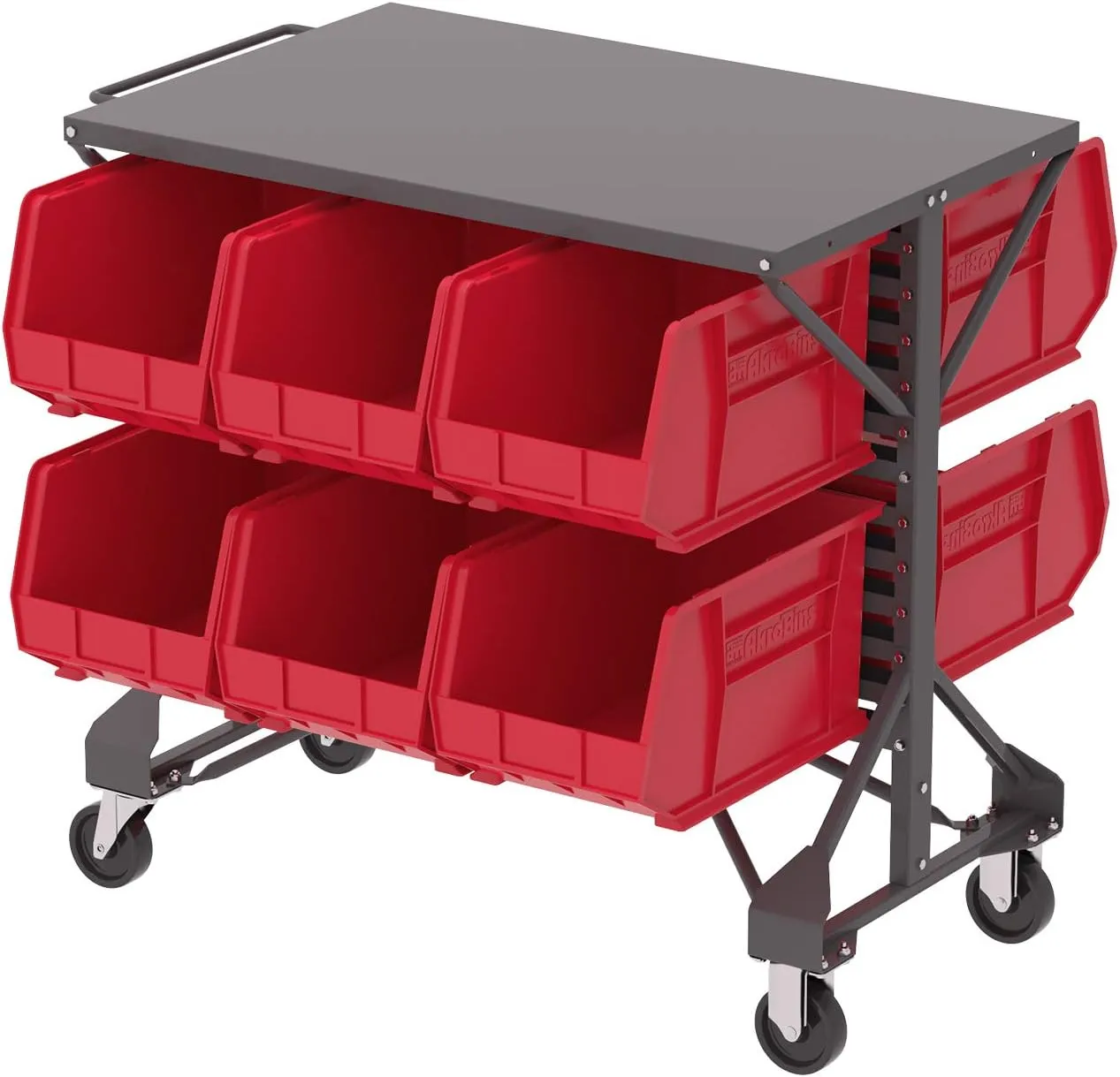 Akro-Mils 30260 AkroBins Plastic Storage Bin Hanging Stacking Containers, (18-Inch x 11-Inch x 10-Inch), Red, (6-Pack) (30260RED)