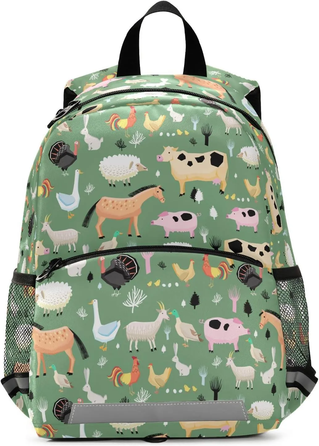 ALAZA Farm Animals on A Green Toddler Backpack for Boys Girls Preschool Bag