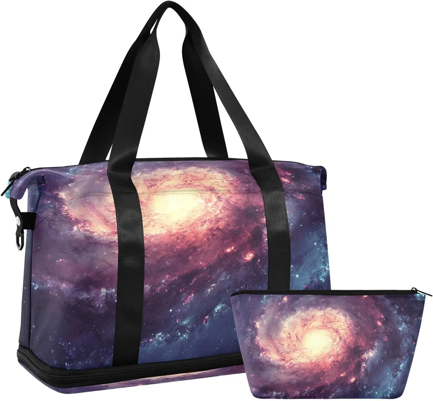 ALAZA Galaxy Space Nebula Starry Sky Travel Duffel Bag for Women Men Sports Gym Bag with Shoe Compartment Tote Weekender Overnight Bag with Wet Pocket for Travel, Gym,Yoga,Swimming