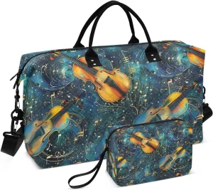 ALAZA Musical Notes and Geometric Travel Duffel Bag Gym Bag Sports Tote Bag Weekender Overnight Travel Bag for Women Men Business Trip Workout