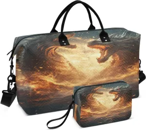 ALAZA Roar Dragons Travel Duffel Bag Gym Bag Sports Tote Bag Weekender Overnight Travel Bag for Women Men Business Trip Workout
