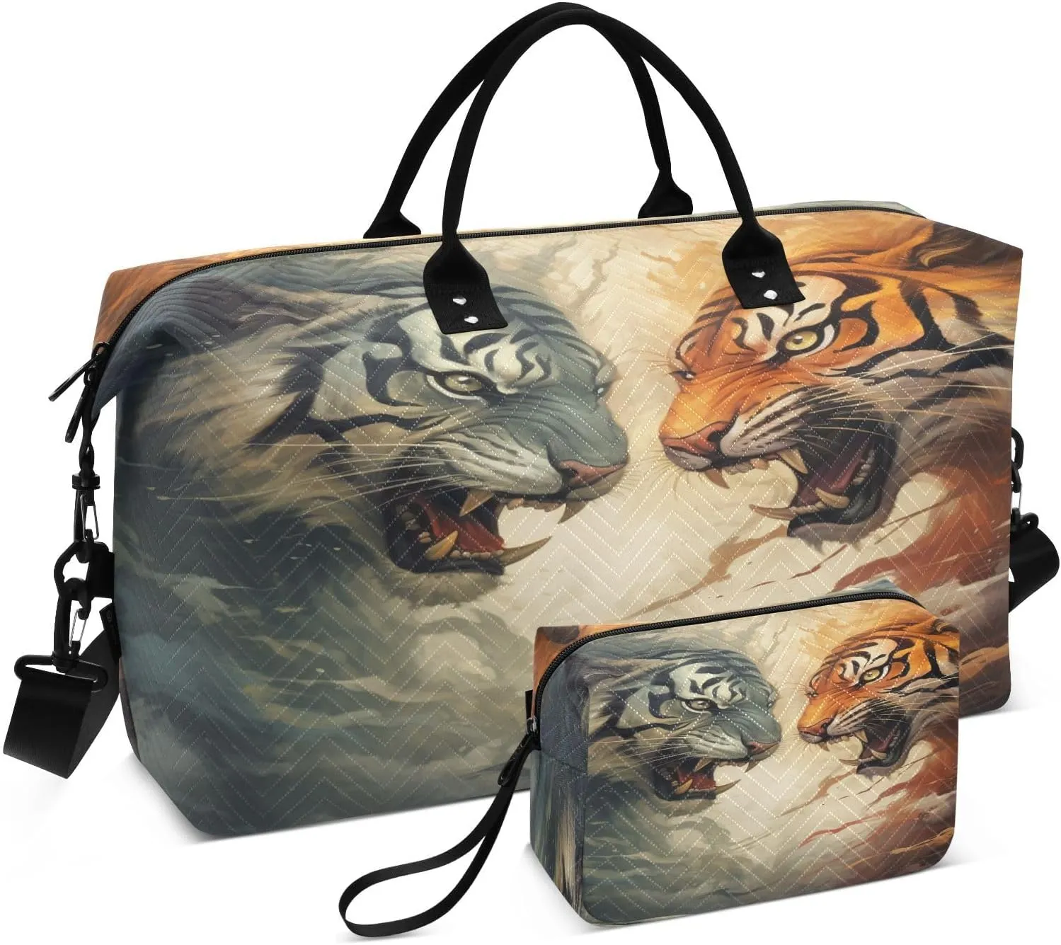 ALAZA Roar Tigers Travel Duffel Bag Gym Bag Sports Tote Bag Weekender Overnight Travel Bag for Women Men Business Trip Workout