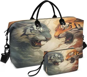 ALAZA Roar Tigers Travel Duffel Bag Gym Bag Sports Tote Bag Weekender Overnight Travel Bag for Women Men Business Trip Workout