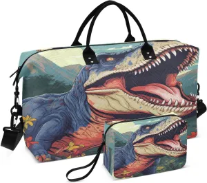ALAZA Vintage Dinosaur Landscape Travel Duffel Bag Gym Bag Sports Tote Bag Weekender Overnight Travel Bag for Women Men Business Trip Workout