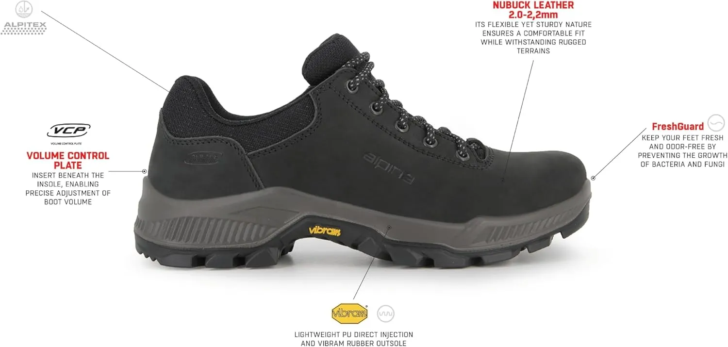 Alpina Prima Men's Waterproof Shoes | Leather with Breathable Membrane | Vibram Slip Resistant Sole | Made in Europe