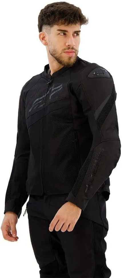 Alpinestars T-GP Plus V4 Airflow Jacket, Lightweight Mesh Construction, CE-Certified, Sport Fit, DFS Shoulder Protection, Hot Weather Riding Gear, 3XL, Black/Black