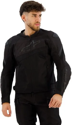 Alpinestars T-GP Plus V4 Airflow Jacket, Lightweight Mesh Construction, CE-Certified, Sport Fit, DFS Shoulder Protection, Hot Weather Riding Gear, 3XL, Black/Black