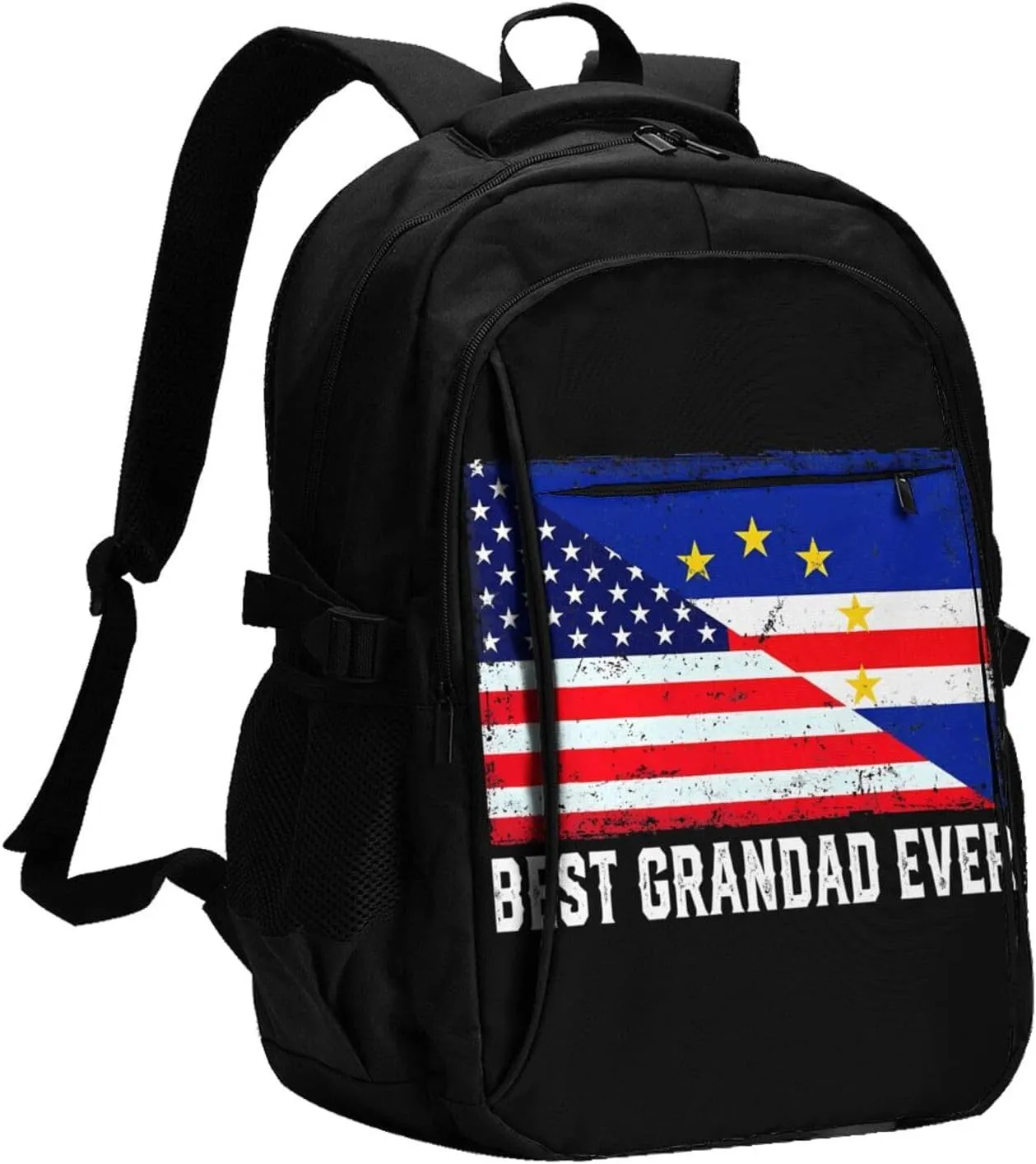 American Cabo Verde Flag Travel Backpacks Casual Backpack Large Capacity Laptop Rucksack Luggage Daypacks with USB Charging Port Multi-Pockets Bags for Hiking