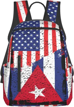 American Cuba Flag Cuban Roots Casual Backpacks Large Capacity Laptop Backpack Sports Fitness Rucksack Travel Carry-On Daypack Work Bag for Outdoor Camping