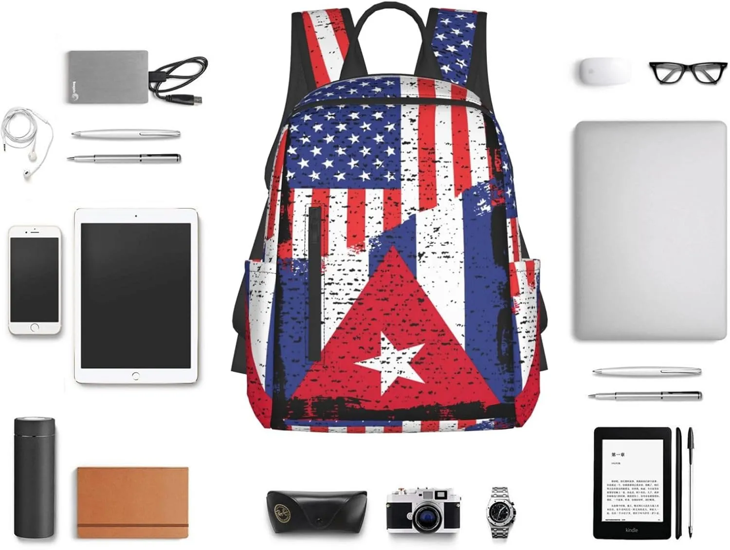 American Cuba Flag Cuban Roots Casual Backpacks Large Capacity Laptop Backpack Sports Fitness Rucksack Travel Carry-On Daypack Work Bag for Outdoor Camping