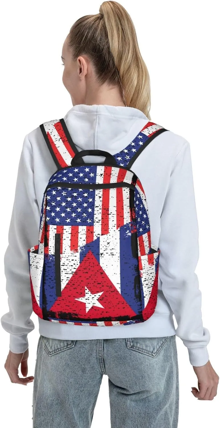 American Cuba Flag Cuban Roots Casual Backpacks Large Capacity Laptop Backpack Sports Fitness Rucksack Travel Carry-On Daypack Work Bag for Outdoor Camping