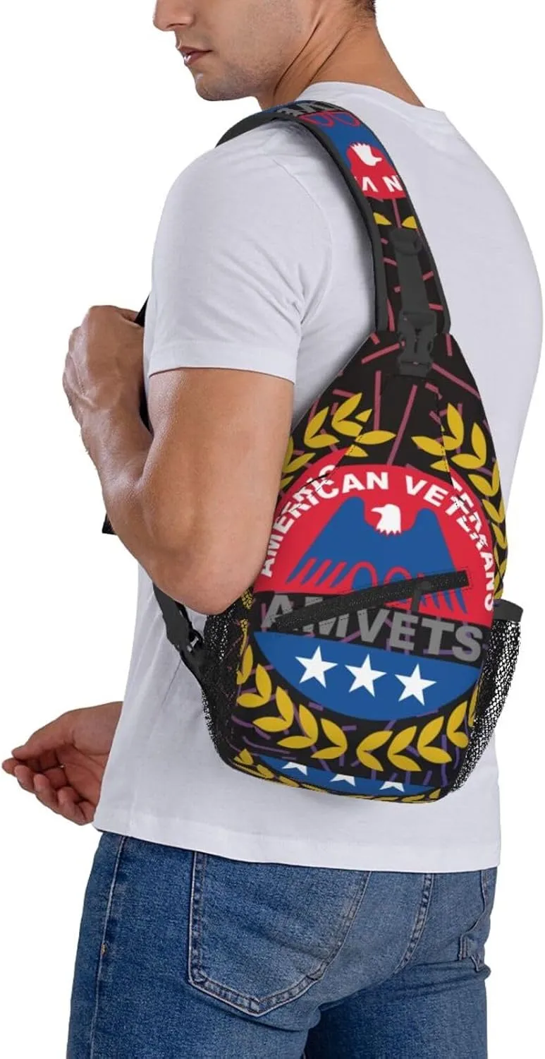 Amvets-Logo Crossbody For Men Women Sling Chest Bag Shoulder Bag Lightweight One Strap Backpack Multipurpose Travel Hiking Daypack