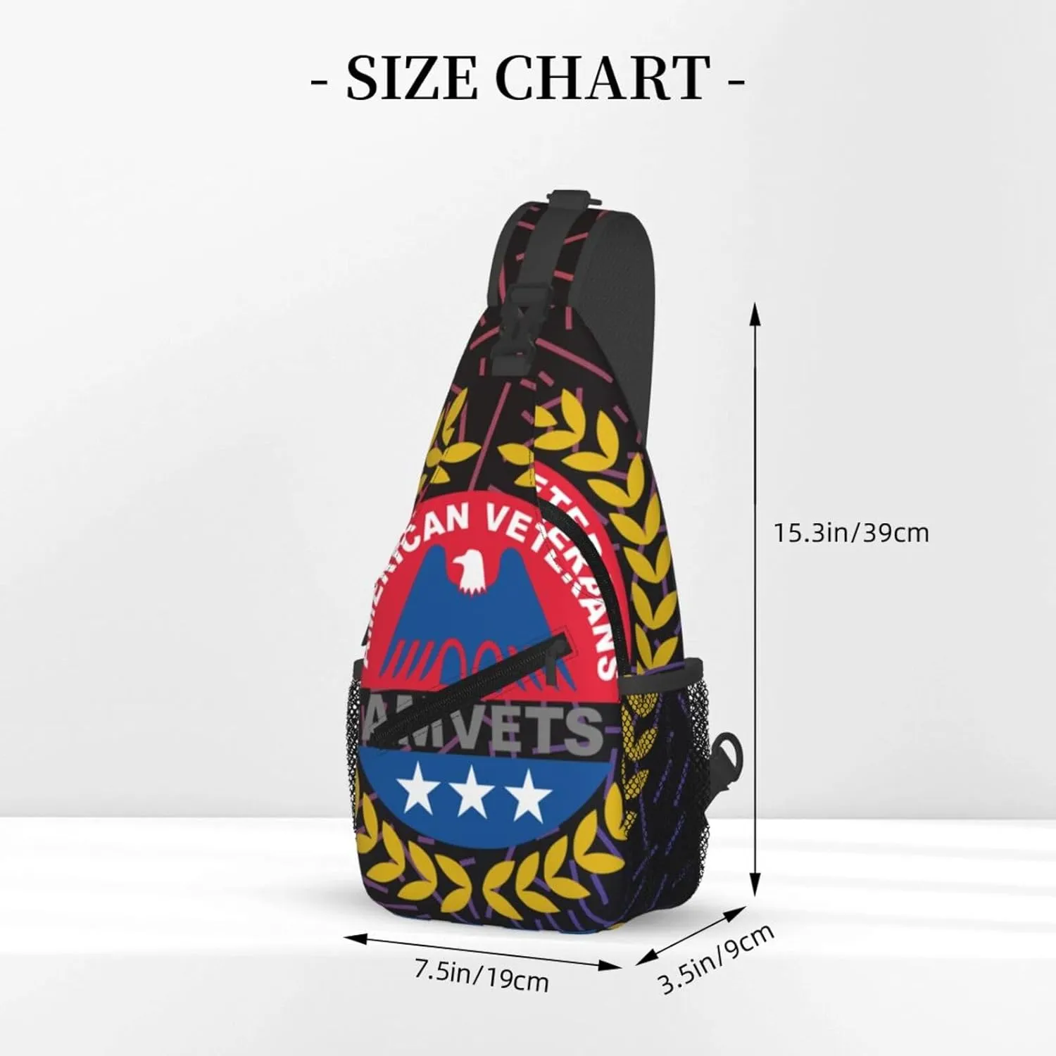 Amvets-Logo Crossbody For Men Women Sling Chest Bag Shoulder Bag Lightweight One Strap Backpack Multipurpose Travel Hiking Daypack