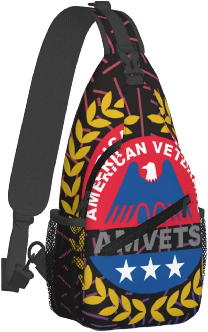 Amvets-Logo Crossbody For Men Women Sling Chest Bag Shoulder Bag Lightweight One Strap Backpack Multipurpose Travel Hiking Daypack
