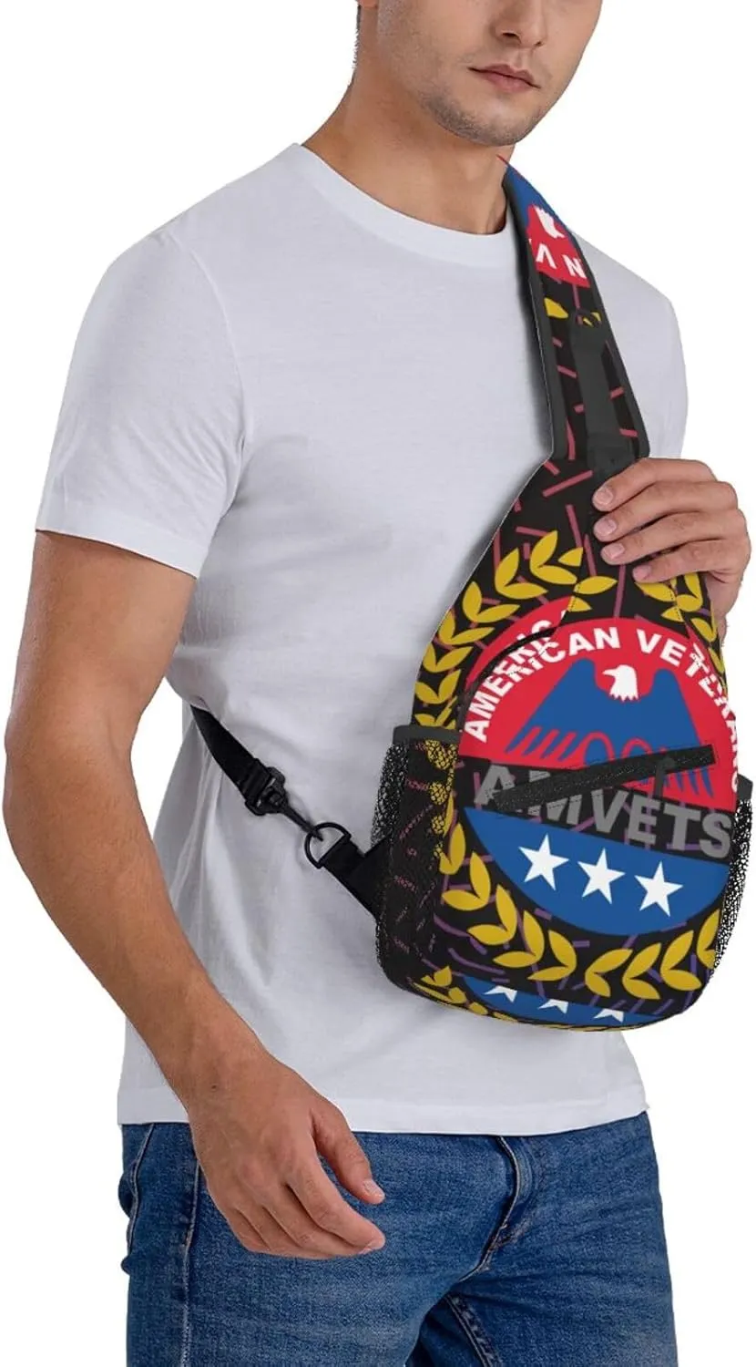 Amvets-Logo Crossbody For Men Women Sling Chest Bag Shoulder Bag Lightweight One Strap Backpack Multipurpose Travel Hiking Daypack
