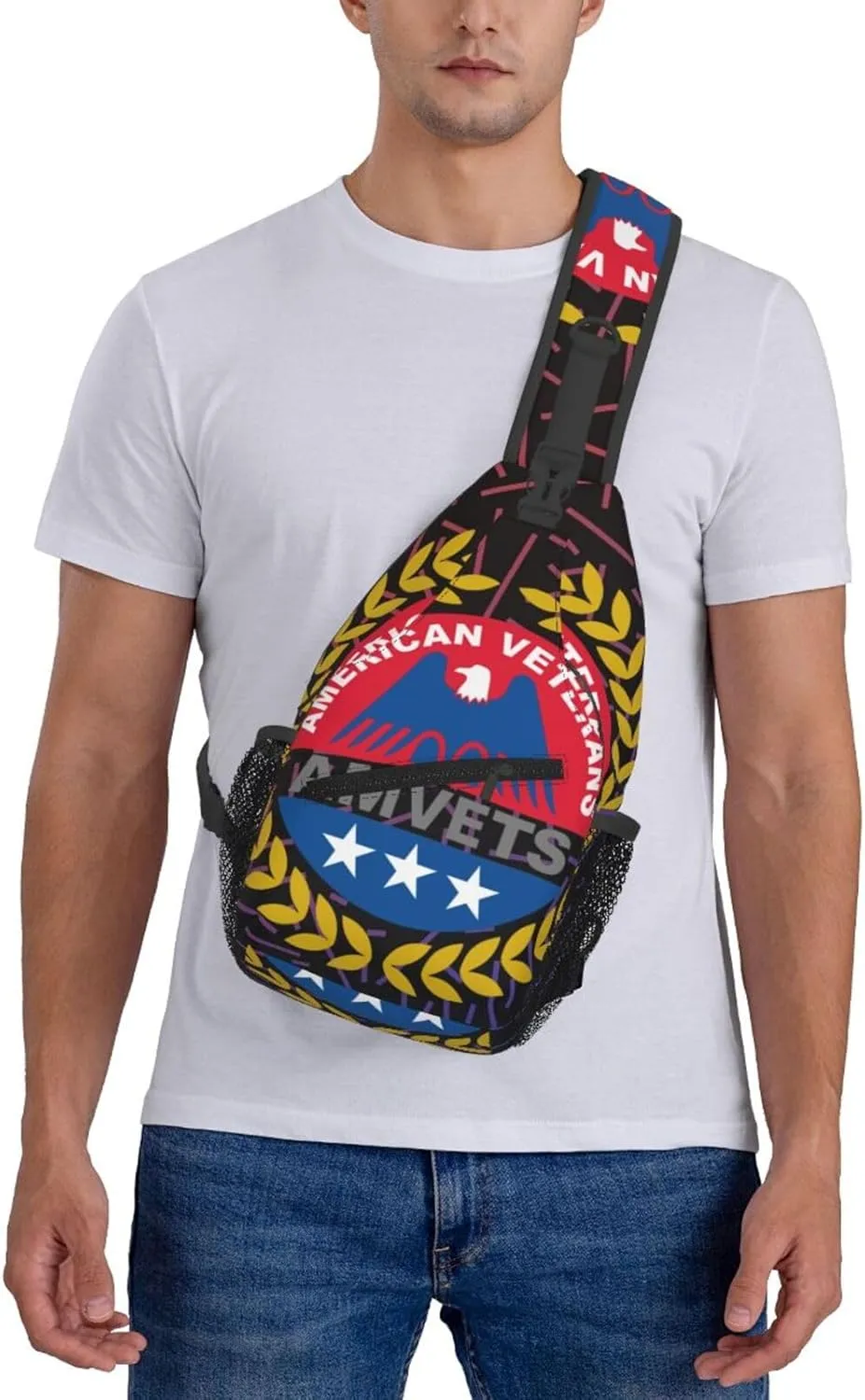 Amvets-Logo Crossbody For Men Women Sling Chest Bag Shoulder Bag Lightweight One Strap Backpack Multipurpose Travel Hiking Daypack