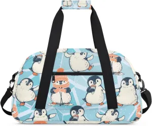 Animal Penguin Boys Girls Gym Bag Dance Perform Training Duffel Bags Weekender Carry-On Tote Luggage Bag Ideal for School Practice or Overnight Trips