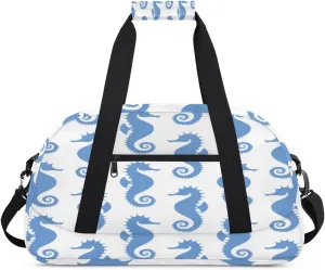 Animal Seahorse Gym Duffel Bag for Men Women Cartoon Seahorse Sports Tote Bag with Adjustable Shoulder Strap for Dance Gymnastics Traveling Outdoor Camping Overnight Stay