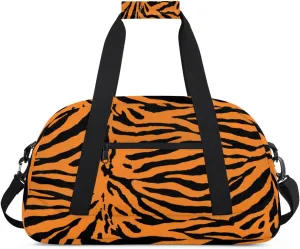 Animal Tiger Gym Duffel Bag for Men Women Tiger Stripe Sports Tote Bag with Adjustable Shoulder Strap for Dance Gymnastics Traveling Outdoor Camping Overnight Stay